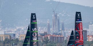 Ineos Britannia wins the 5th race of the 37th America’s Cup, ETNZ off the foils at start