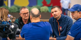 America’s Cup: Tensions Rise as Britannia and Team New Zealand ‘Agree to Disagree’ After Intense Umpires Meeting Britannia, Team New Zealand and the umpires held an informal meeting after the near-miss on day two of the America’s Cup match. Team NZ’s legal advisor Russell Green, left, with Britannia’s Giles Scott, centre, and chief umpire Richard Slater, right. Georgia Schofield/Photosport